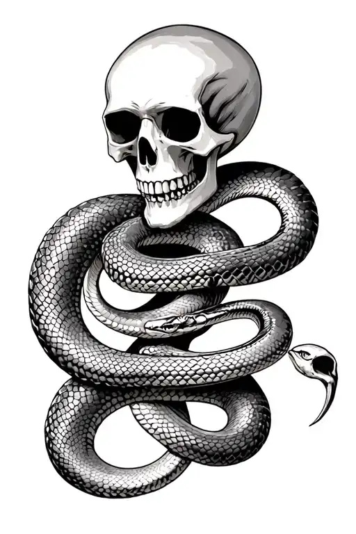 Skeleton Skull With Snake