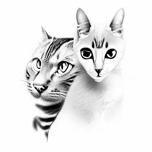 A Black And Grey Portrait Of A Famous Musician With A Cat Perched On Their Shoulder