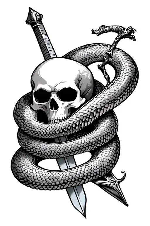 Skull Snake And Sword Surrounded