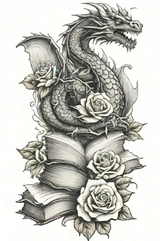 Books Roses Dragon