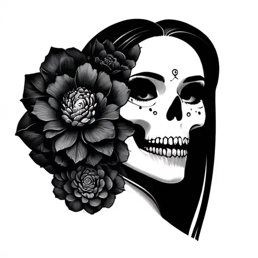 Geisha Half Face Skull