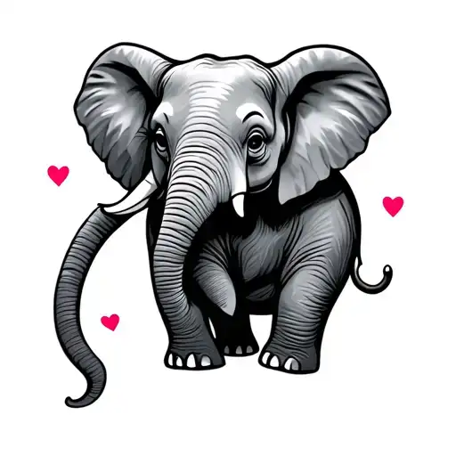 Small Elephant With Hearts