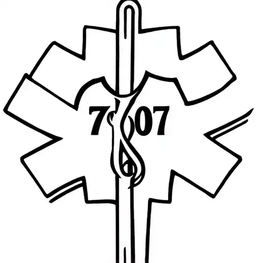 Create A Basic Looking Black And White Ems Themed Tattoo Centered Around Using The Number 707