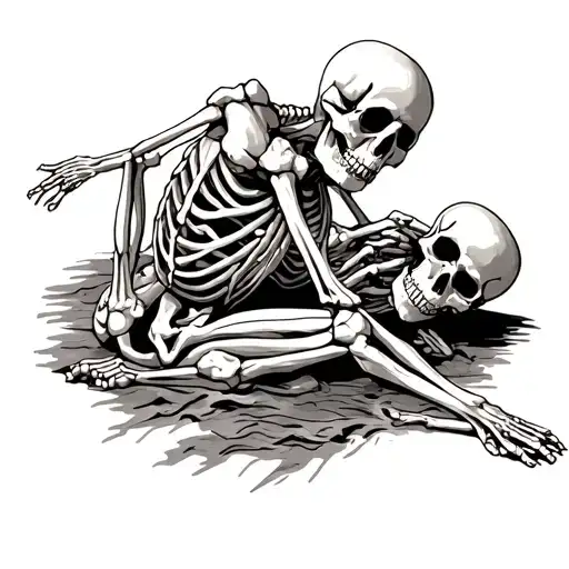 Skeleton Laying Defeated In Life