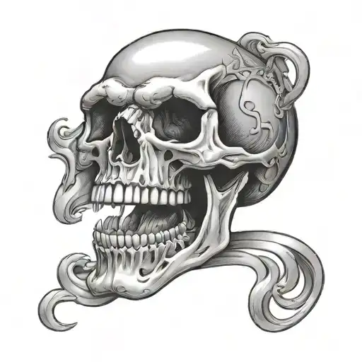 Skull With Mouth Open On Knee