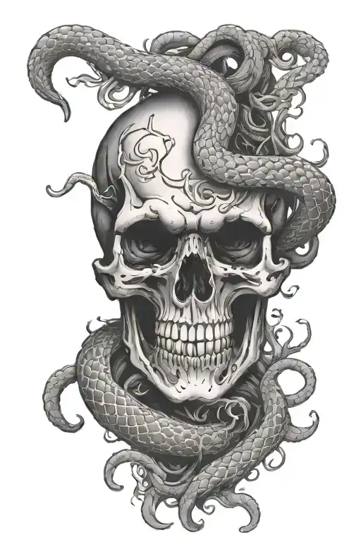 A Death Head With Snake