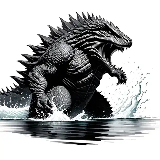Godzilla Breaking Out Of Water