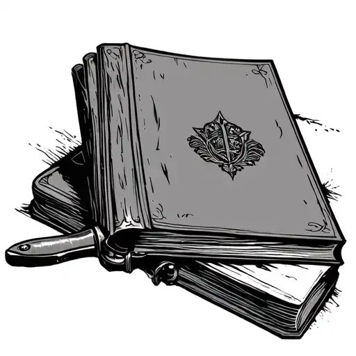 Book And Weapon Representing Knowlage