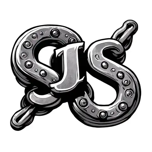 Sjs Initial Using Bike Chain Links Wrapped