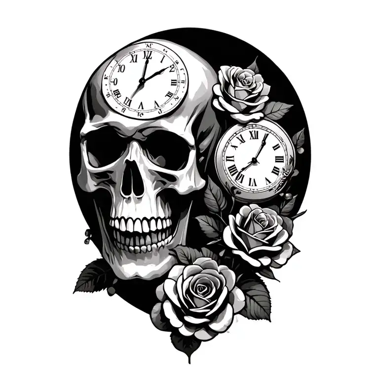 Roses Skulls And Clocks