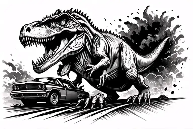 Dinosaur Tearing Up The Highway