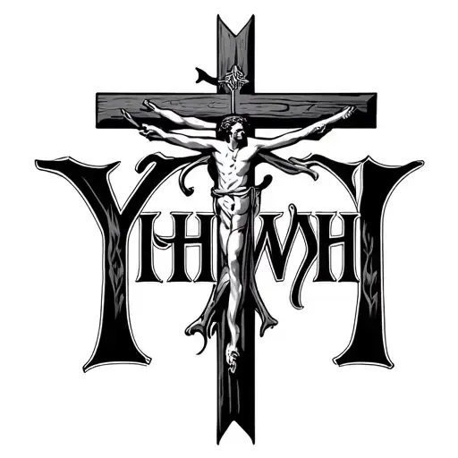 Christian Cross And Word Yhwh Written Inside