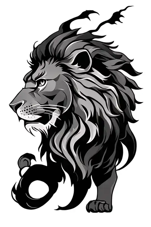 Lion God Themed Tattoo Design
