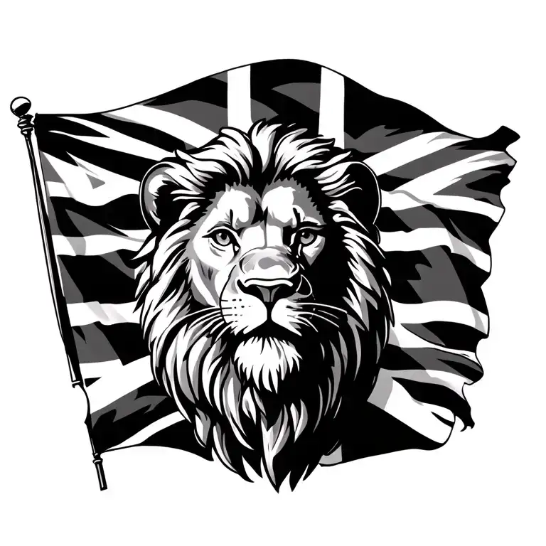 British Lion With Flag Flying