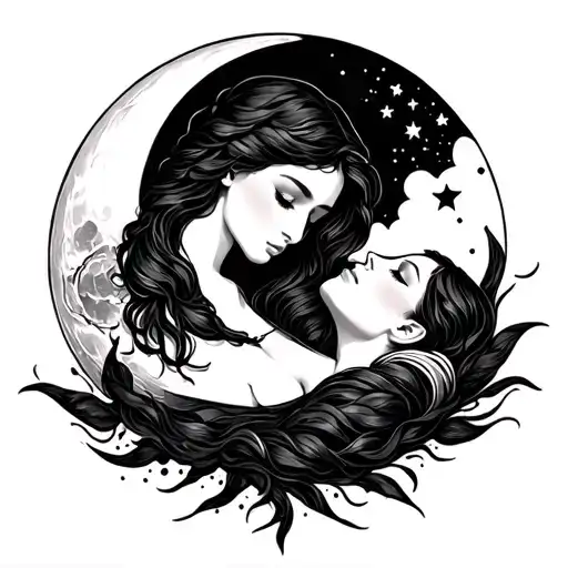 Moon Comforting Woman