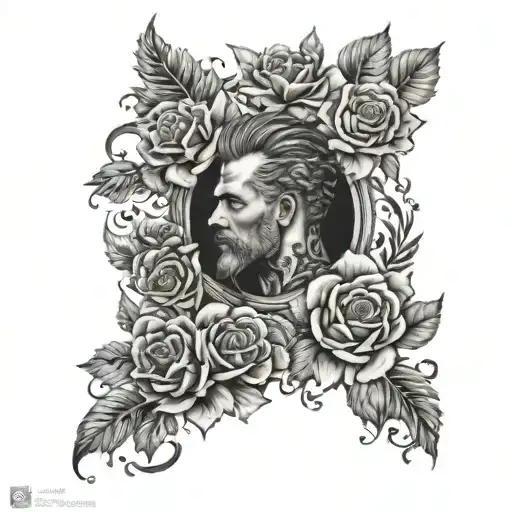 A Detailed Floral Sleeve Incorporating Symbols Of Fatherhood