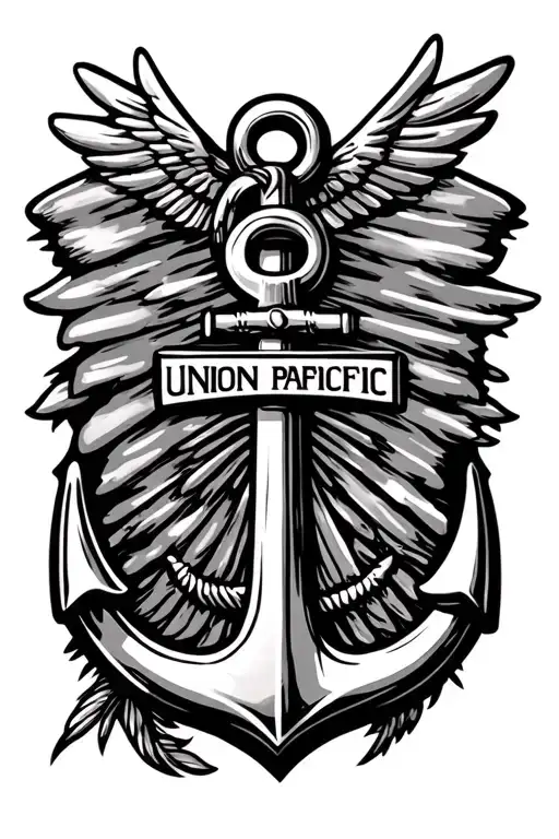 Us Navy Anchor And Union Pacific Railroad Shield Staring