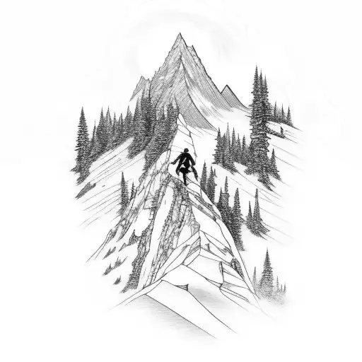 A Mountain Landscape With A Trail Runner Conquering The Highest Peak