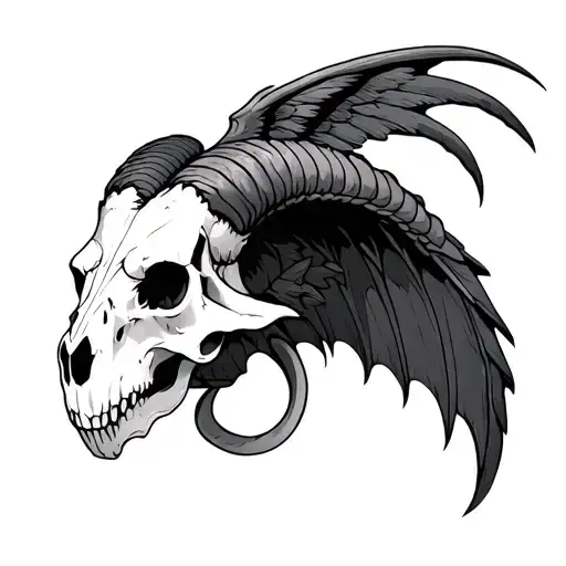 Ram Skull With Dragon Wings