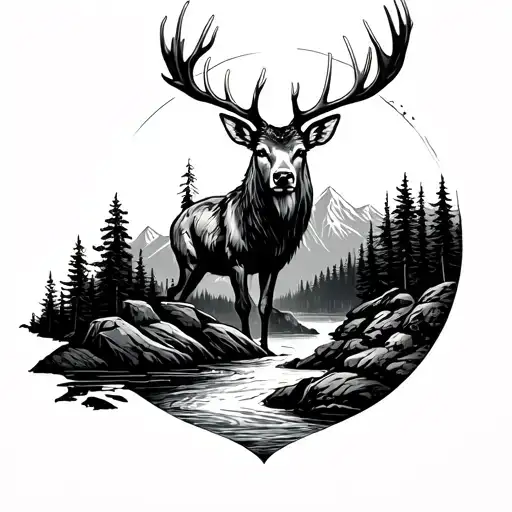 Stag Forrest Mountain And River