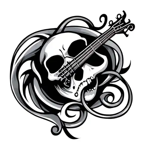 Skull Bass Clef Intertwined