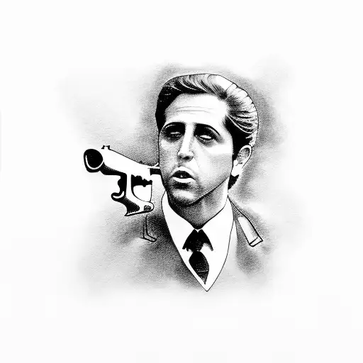 Michael Corleone Aiming A Tommy Gun