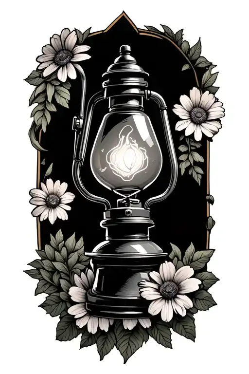 Mining Lamp With Flowers Underneath