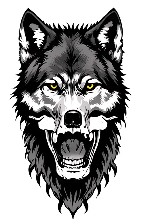 Wolf With Skull In Mouth