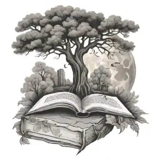 Tree Book Moon