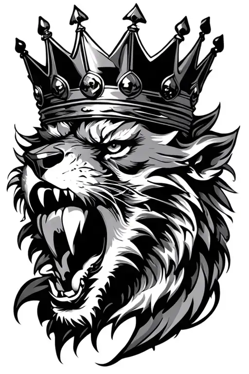 Tattoo Roaring With A Crown