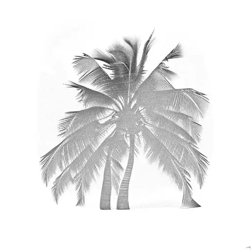 Beach And Palm Tree Forearm Tattoo Design