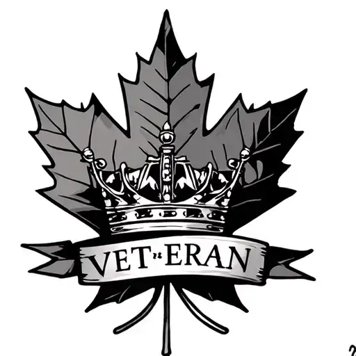 Maple Leaf With Crown In The Center With Veteran Banner Below With 1988 - 2011