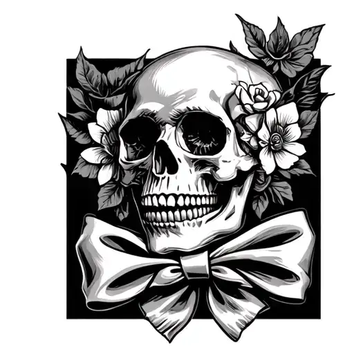Skull With Coquette Bow Tied