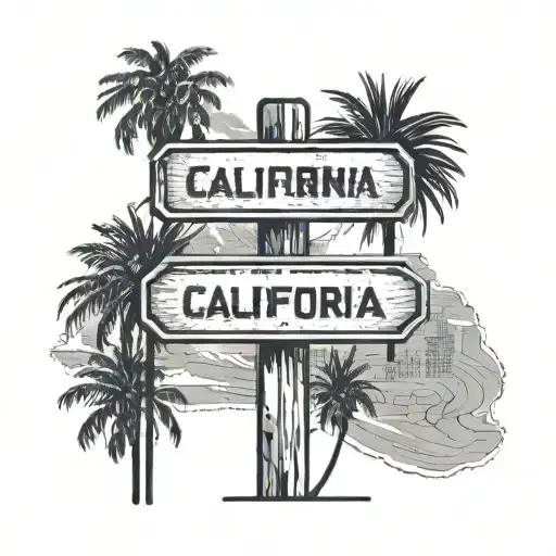 Street Sign Intersection In Front Of The California State Outline