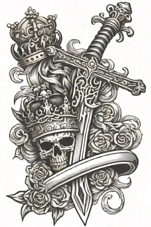 Sword With Wins And Crown Hanging
