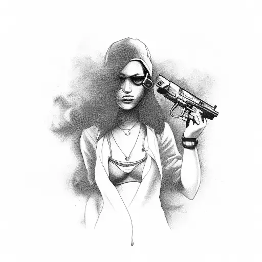 Women With Smoke And Gun