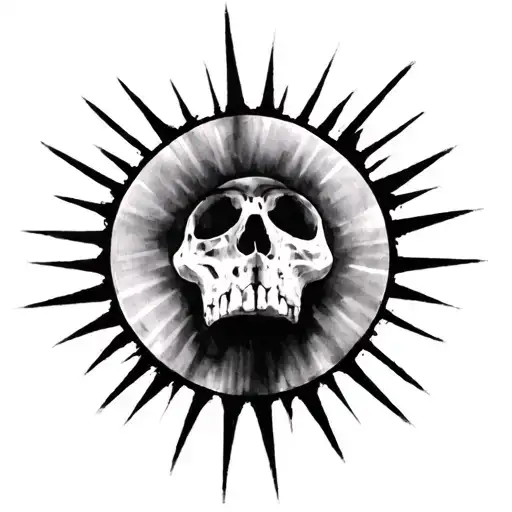 Rays A Circle In The Middle And Small Very Blurred Skull Like Thing In The Middle