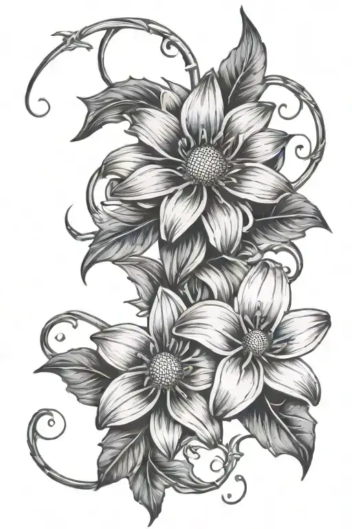 Daisy Lily Holly Intertwined Flowers