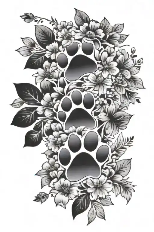 Floral Dog Paw Prints