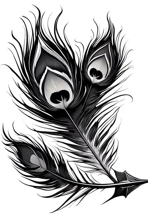 Bow Arrow Along Trishul With Peacock Feather