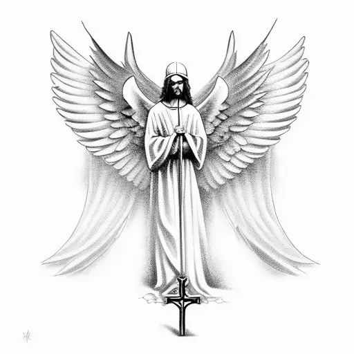 Christian Cross With Majestic Angel Wings