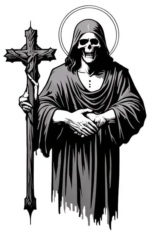 Grim Reaper Shaking Jesus Hand