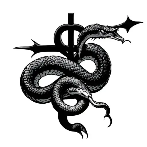 Simple Cross Impaling A Snake
