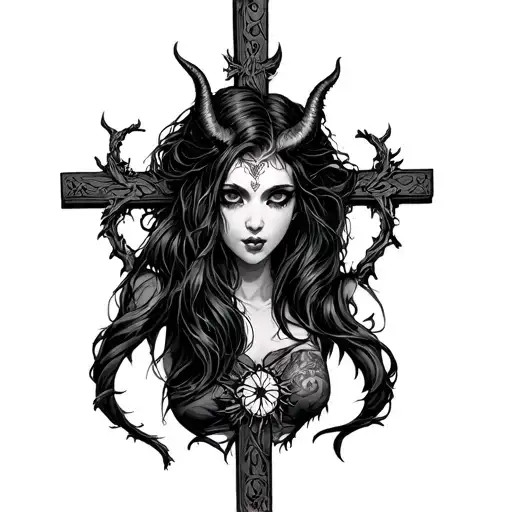 Demon Girl Liking An Upside Down Cross