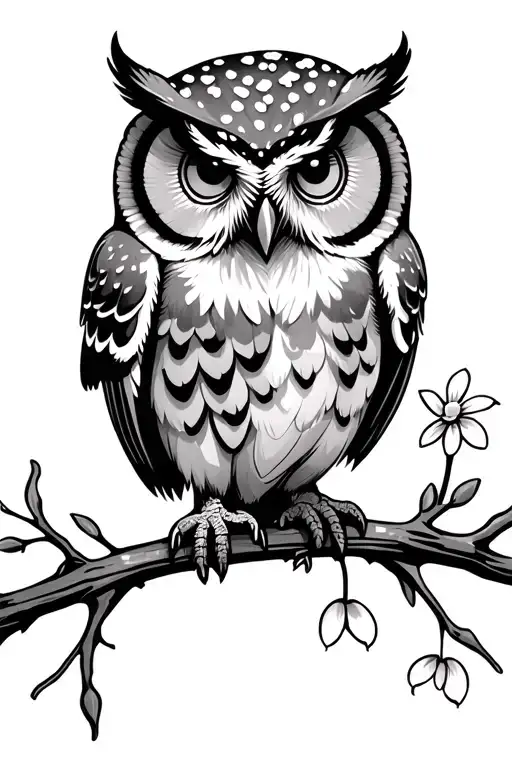 Owl Holding Snow Drop Flower