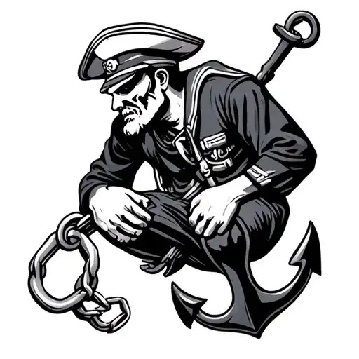 Navy Sailor In Shackles With An Anchor