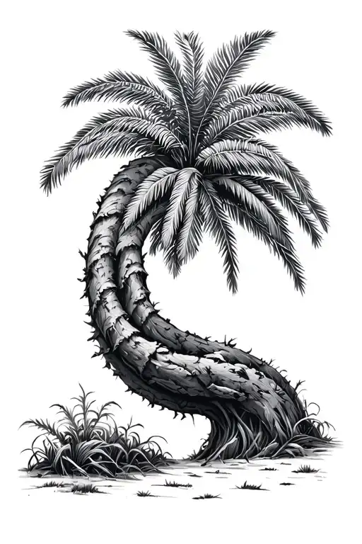 Palm Tree Pine Tree Intertwined