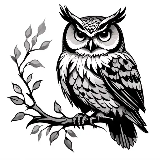 A Stylized Owl Tattoo Representing Wisdom And Protection For Your Wife