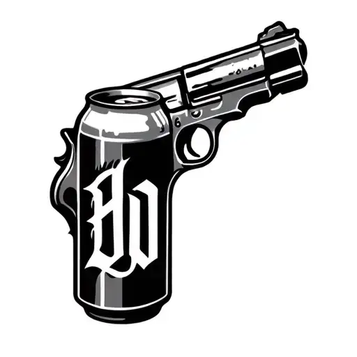 Create Tattoo Stencils Of Gun Shooting A Beer Can With The Word Dad In Middle