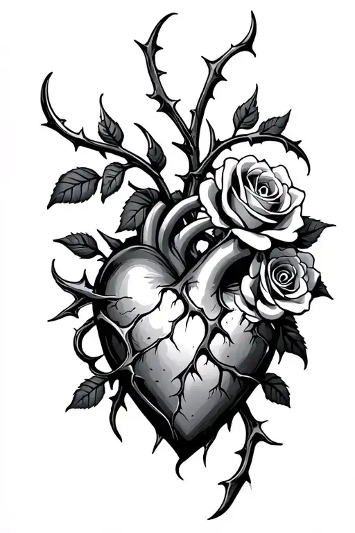 Broken Heart And Roses With Thorns